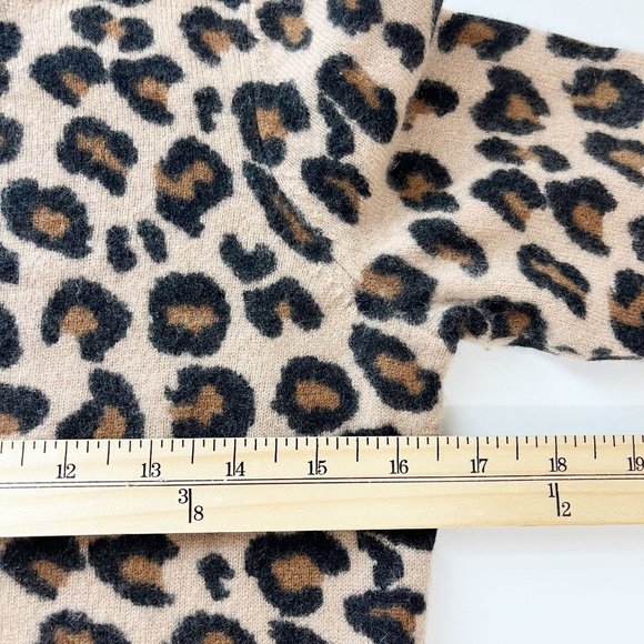 Cynthia Rowley 100% 2-Ply Cashmere Leopard Print Sweater Crewneck Size Small - Picture 4 of 5